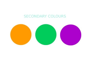 Secondary colours are orange, green and purple.
